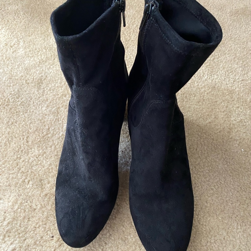 Black Suedeish Ankle Boots